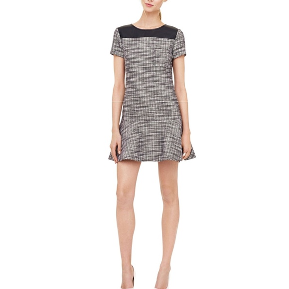 Club Monaco Dresses & Skirts - Club Monaco Ashlee Leather Tweed Drop Waist Dress